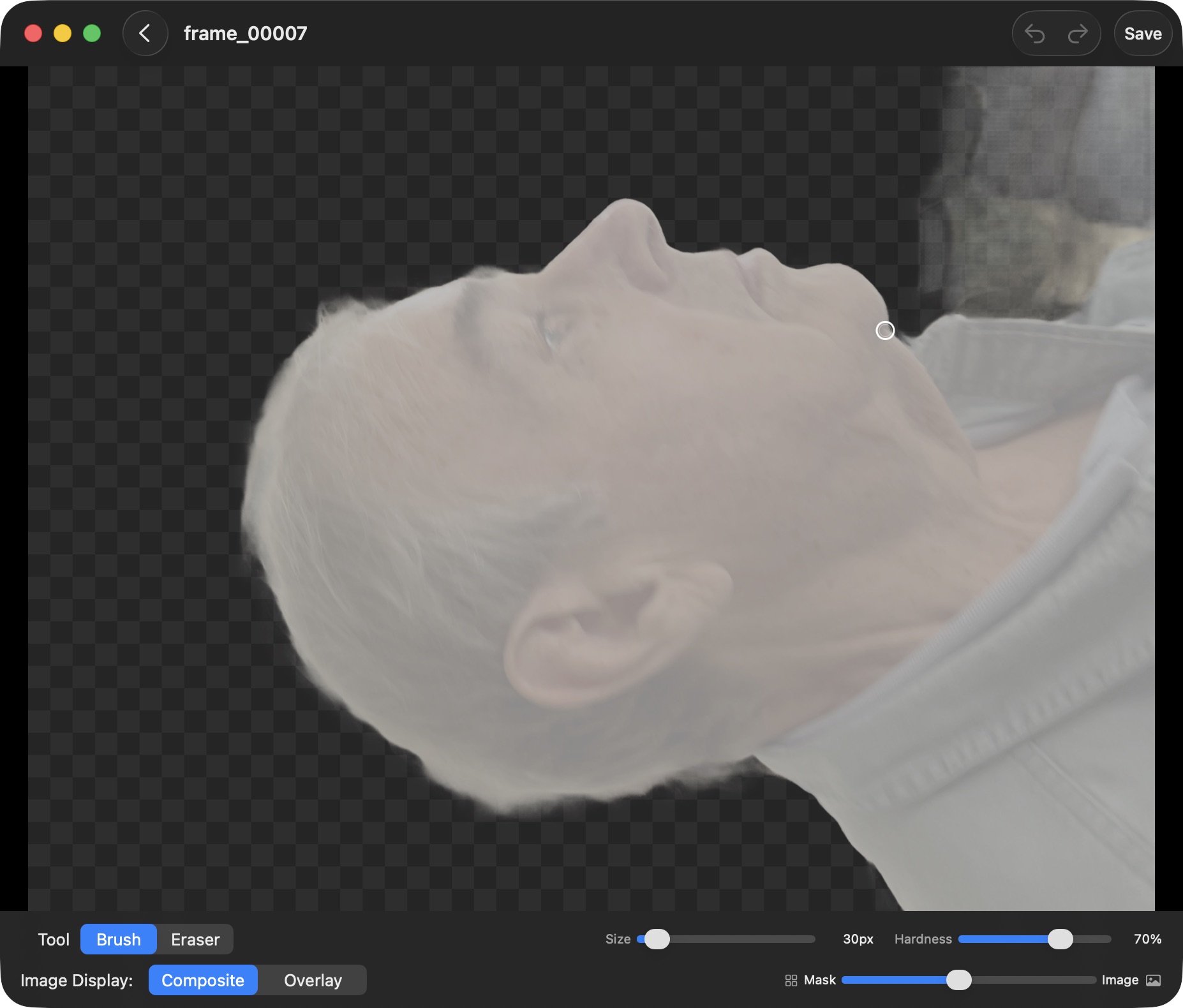 Brush tool for painting and erasing masks