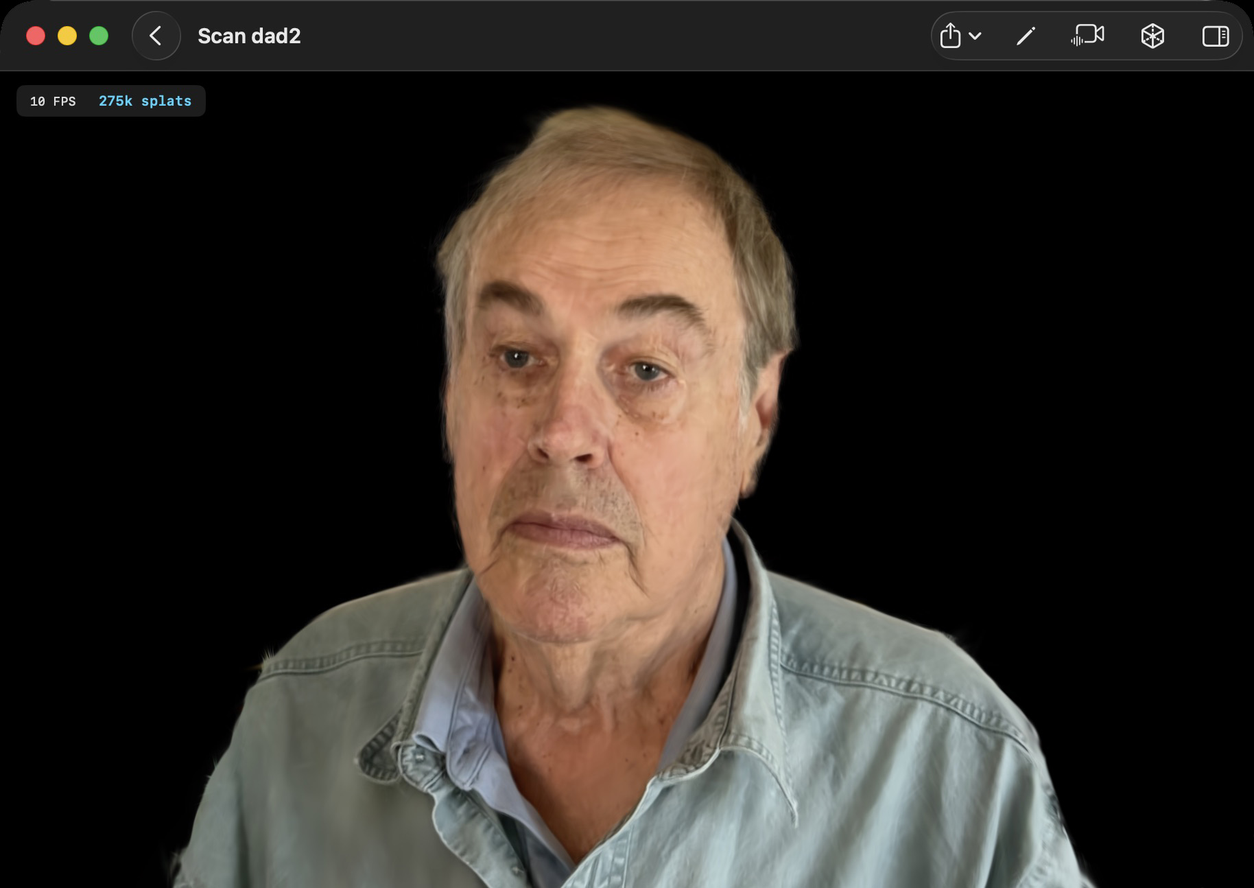 Final isolated person splat portrait on black background